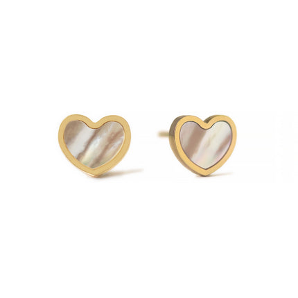 Gemstone Heart Studs Mother of Pearl