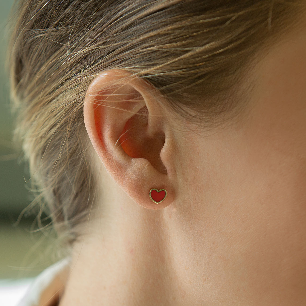 Gemstone Heart Studs Carnelian