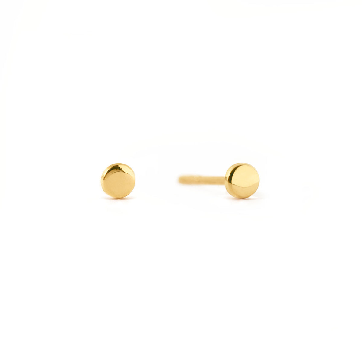 Tiny Round Disc Studs, 14K Gold Earrings, Solid Gold Earrings, – AMYO ...