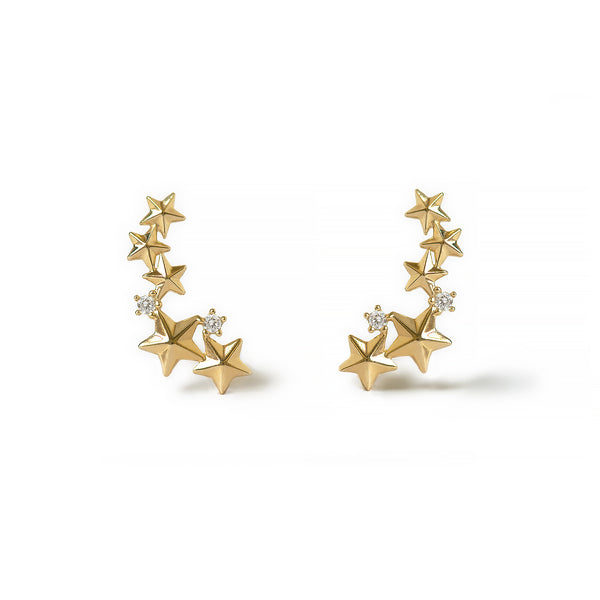 14k Yellow Gold Polished Star Stud Earrings for Women – Art and Molly