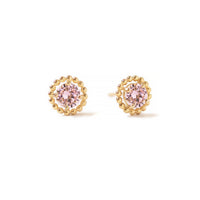 Solitaire Beaded Studs Pink