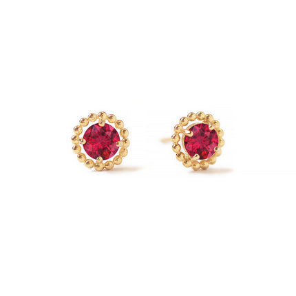 Solitaire Beaded Studs Ruby