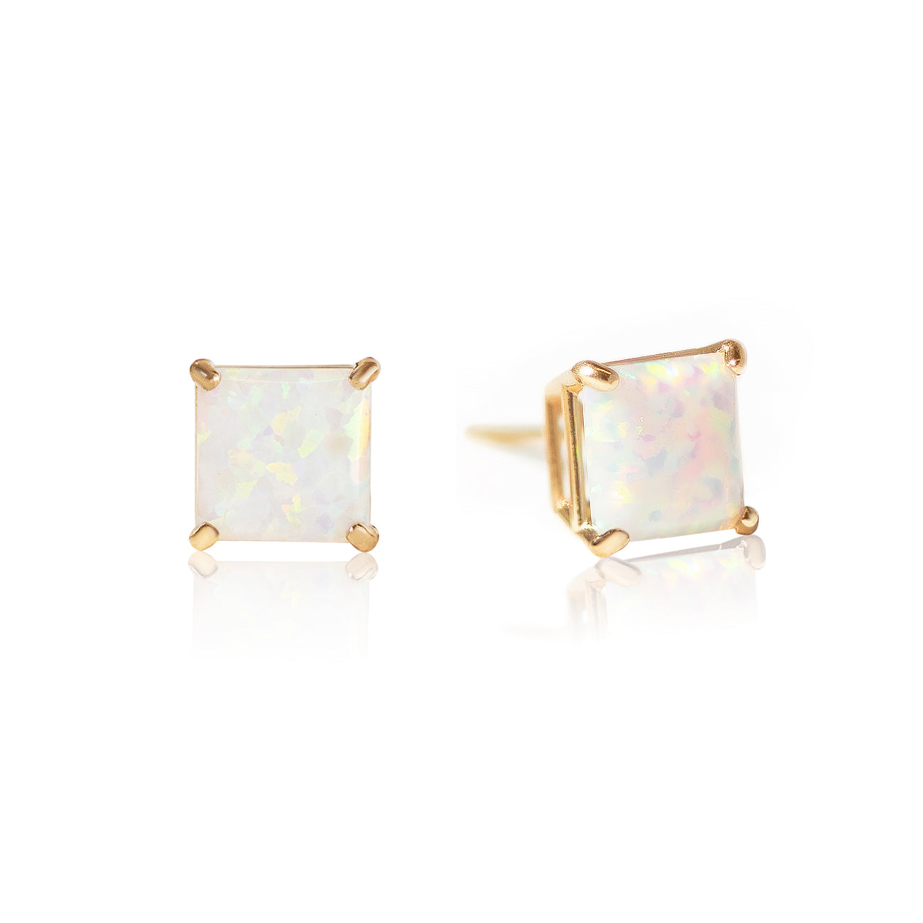 Princess Cut Opal Studs