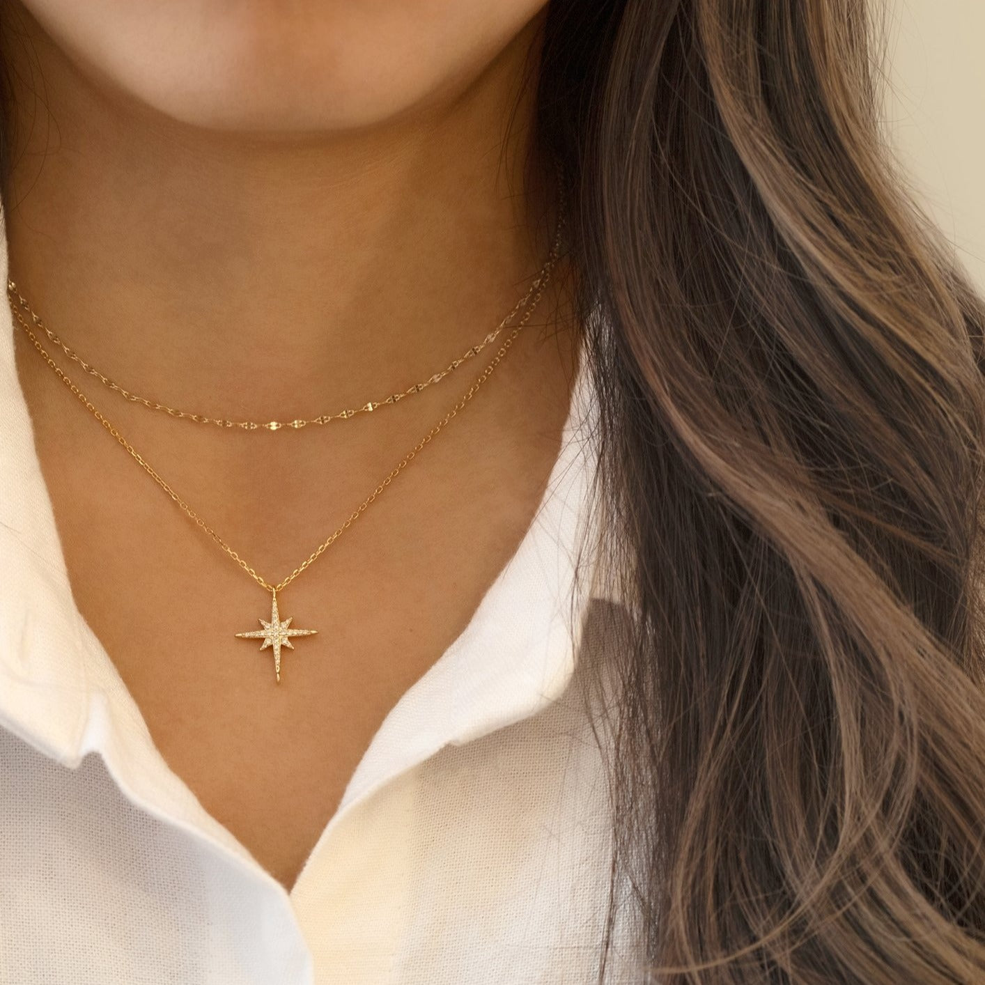 Gold Choker Star Layered Necklace