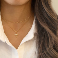 caption:Gold Choker Chain and Star Layered Necklace