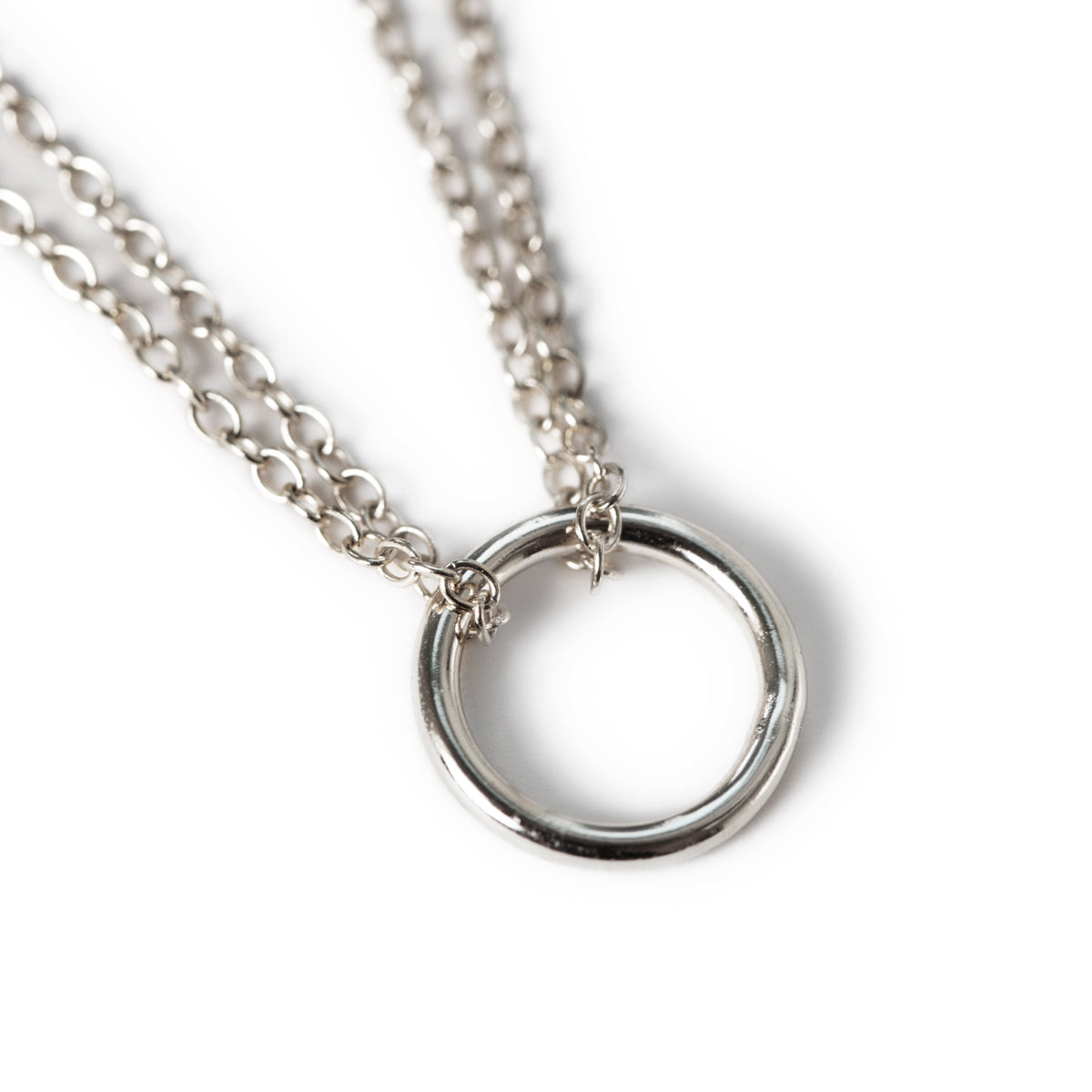 Large Silver Circle Necklace, Sterling Silver Ring Necklace, Geometric  Necklace