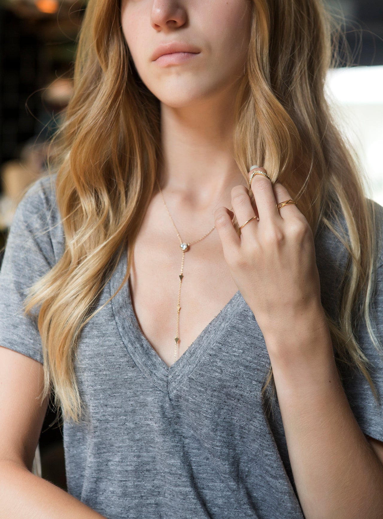 Triangle Lariat Necklace, Necklaces - AMY O. Jewelry