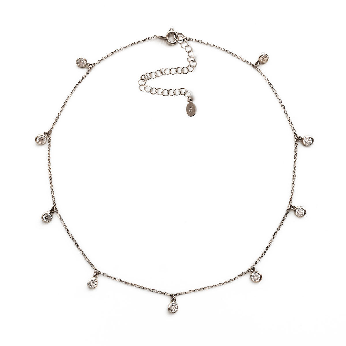 Sterling Silver Dangle Choker Necklace