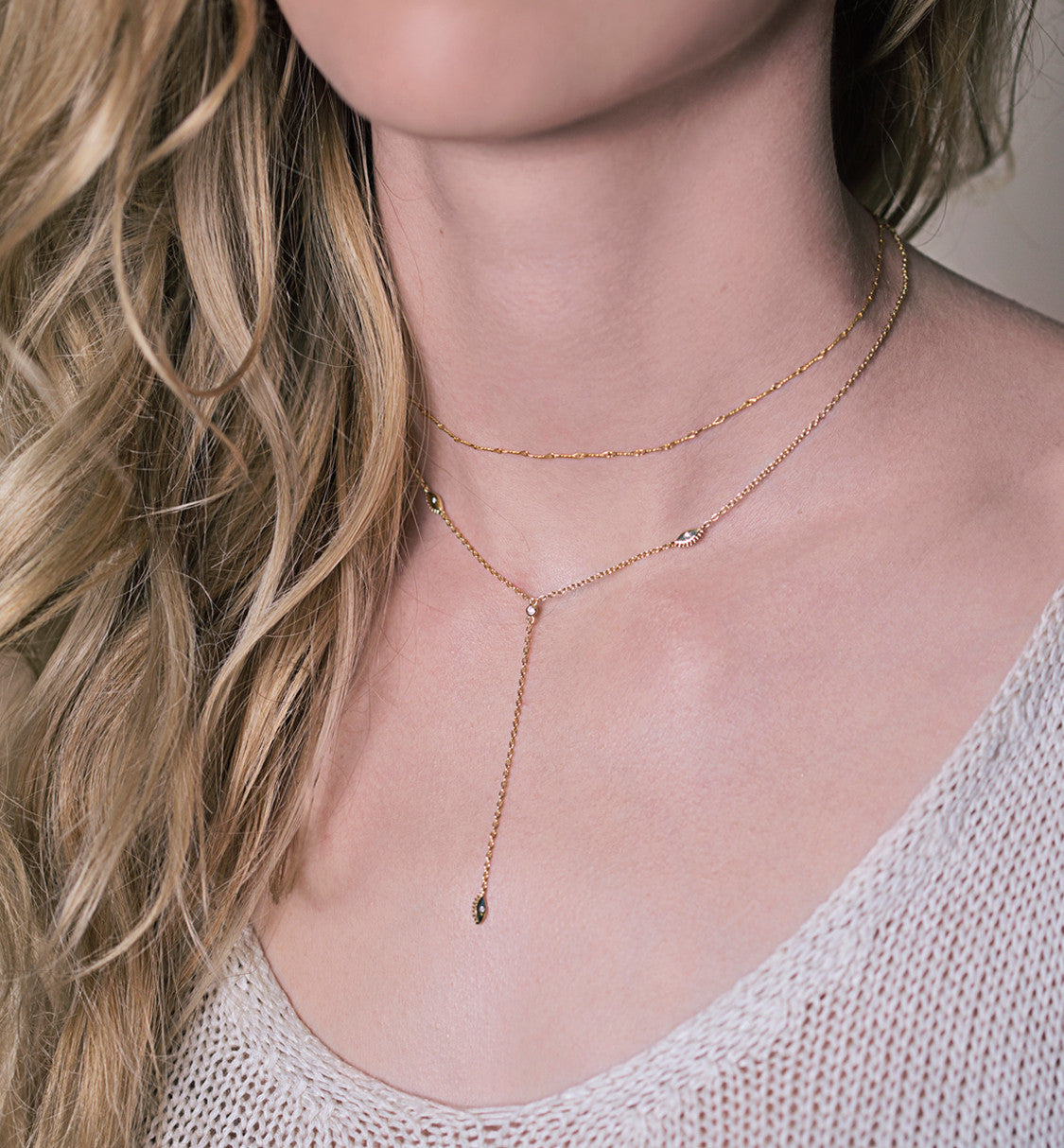 Aila Choker Lariat Necklace, Necklaces - AMY O. Jewelry