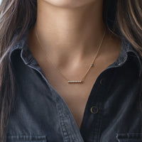 Dainty and delicate pearl bar pendant necklace