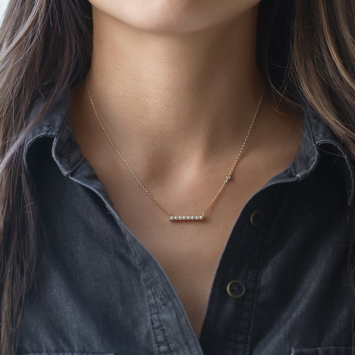 Selene Pearl Bar Necklace, Necklaces - AMY O. Jewelry