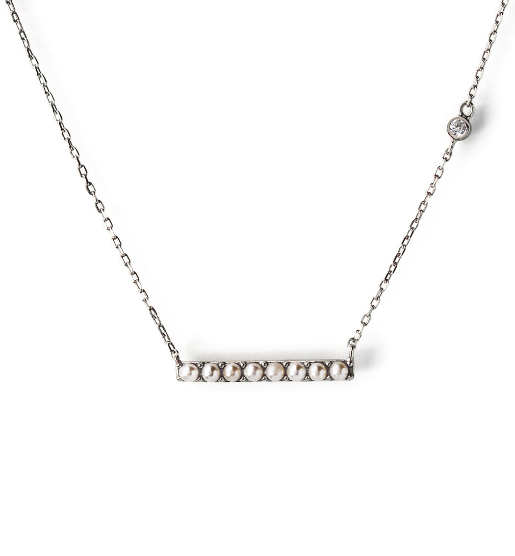 Selene Pearl Bar Necklace, Necklaces - AMY O. Jewelry