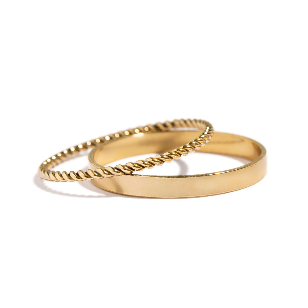 Classic Band and Rope Ring Set