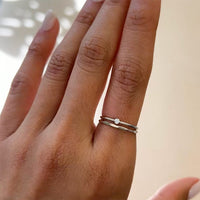 Solitaire + Hammered Ring Set