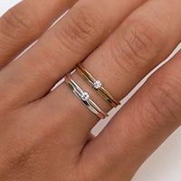 Solitaire + Hammered Ring Set