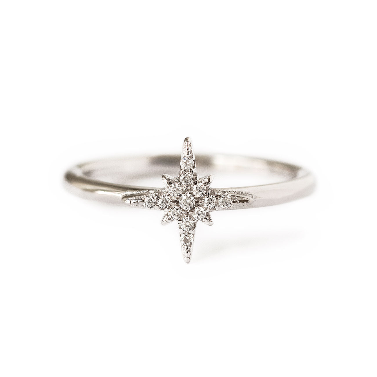 Cubic Zirconia Sterling Silver Pave Star Ring