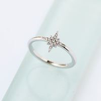Sterling Silver Star Ring set with Pave Cubic Zirconia Stones