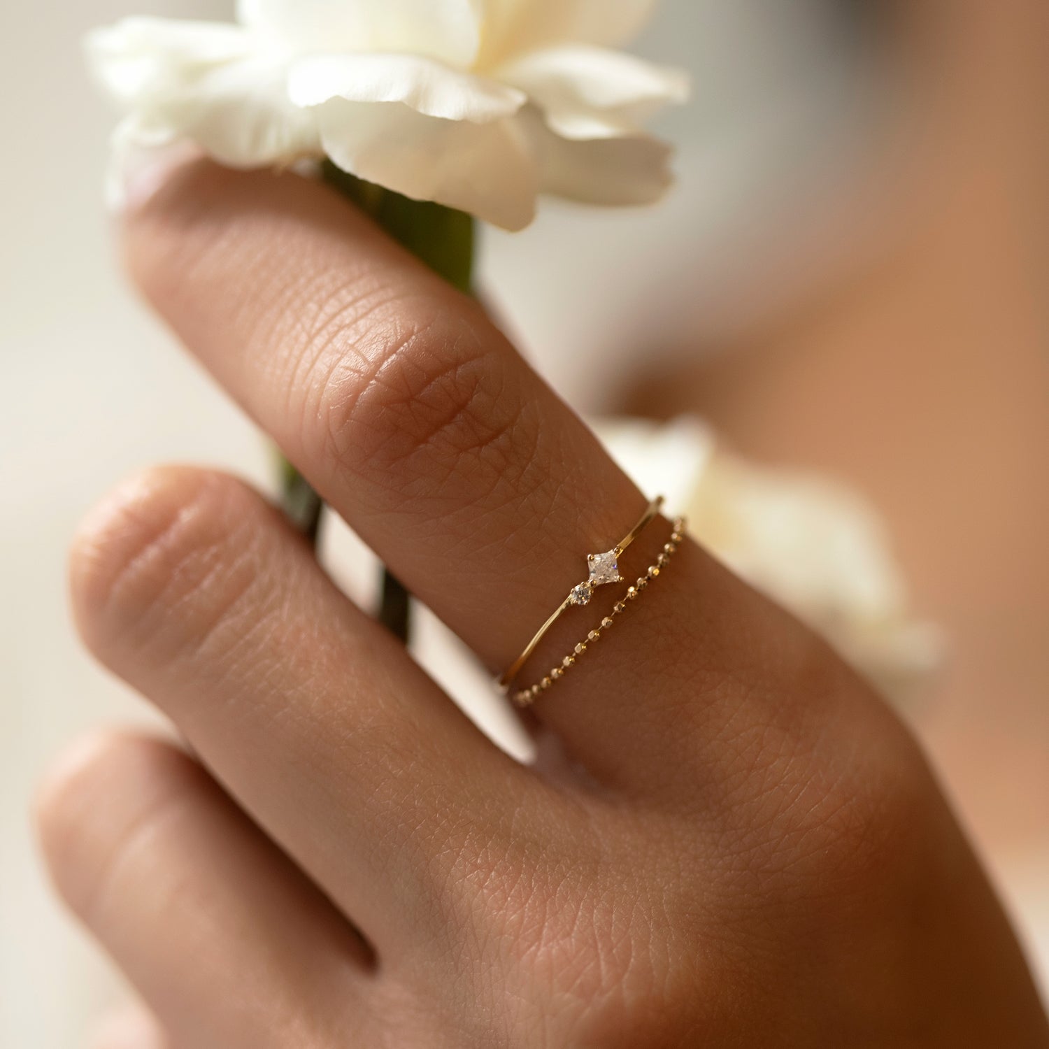 Tiny Crystal Ring, Dainty Delicate Stackable Rings, Minimal Rings 