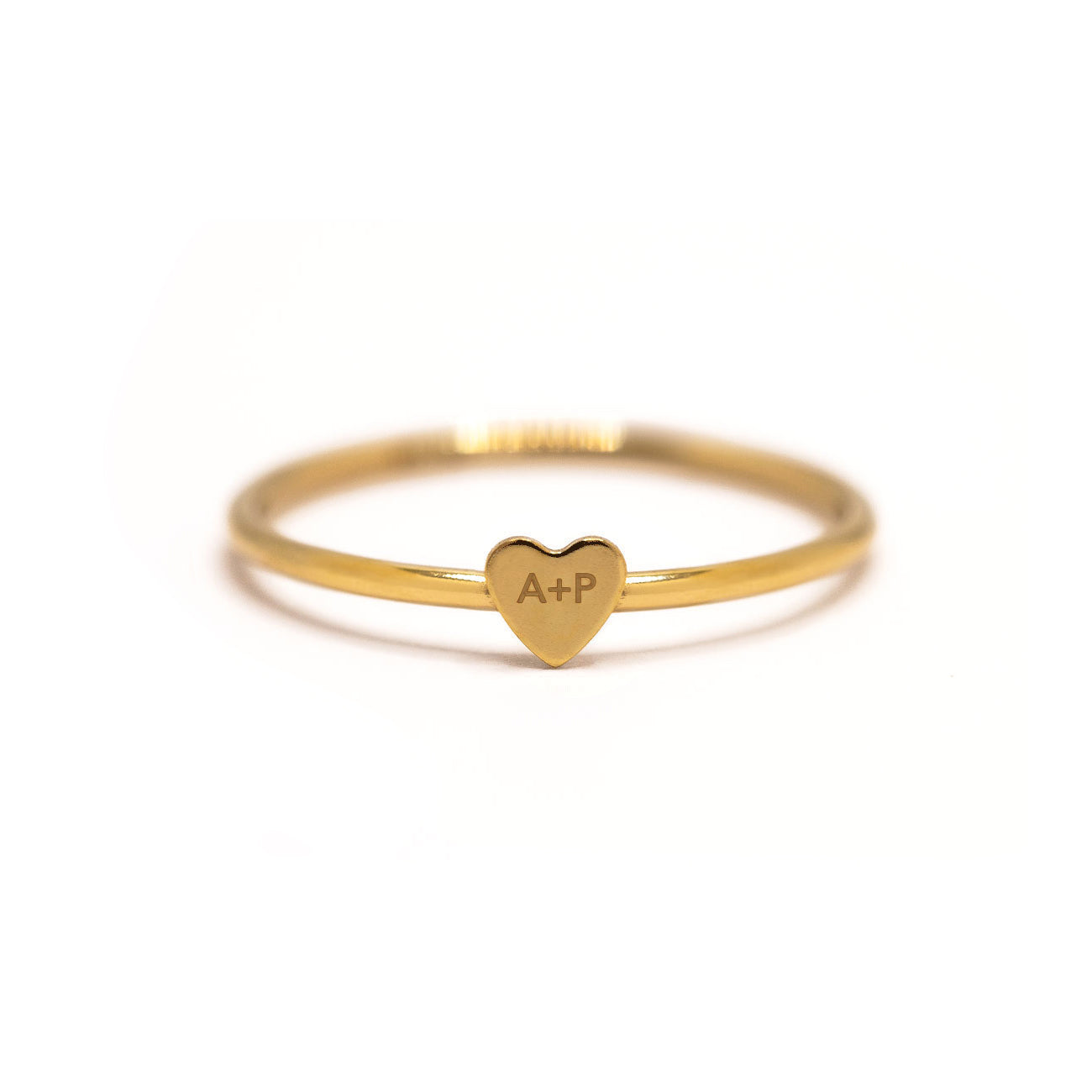 Tiny Heart Couple Initial Ring