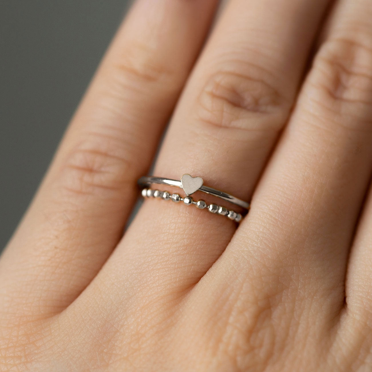 Minimalist Tiny Heart Ring for Women Sterling Silver Dainty Cute